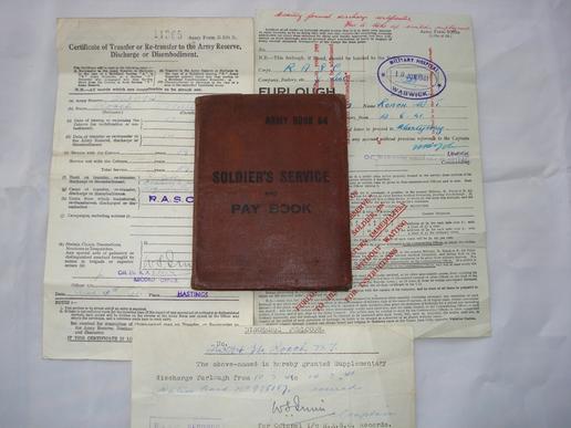 WW2 British Army Soldiers Pay Book (AB 64) And Associated Papers