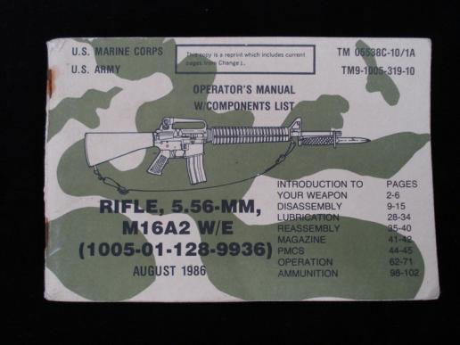 Original U.S Issue M16A2 User Manual