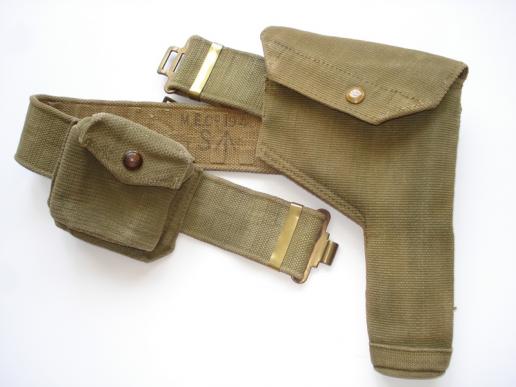 WW2 British P'37 Webbing Holster, Belt & Pouch