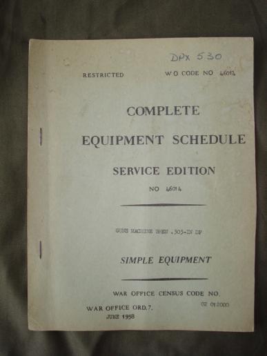 Post-War Bren Gun Equipment Schedule (D.P Gun)