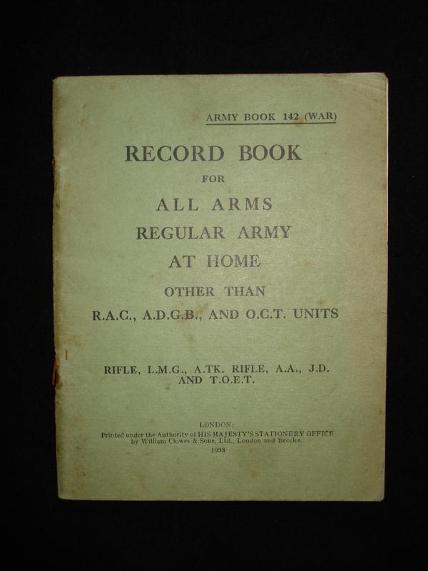 British Army Shooting Record Book, 1938 Dated