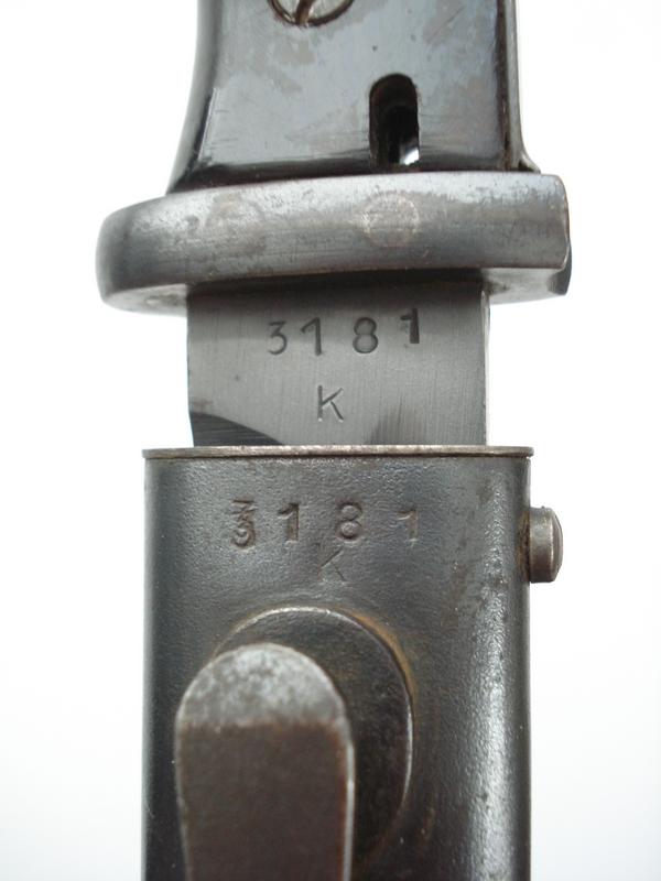 WW2 German S84/98 Bayonet, Matching Numbers