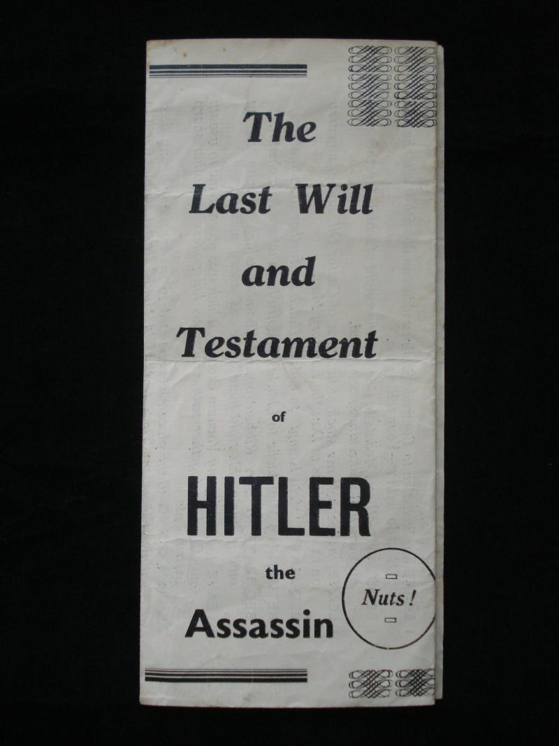 WW2 British Propaganda 'Hitler Last Will & Testament'
