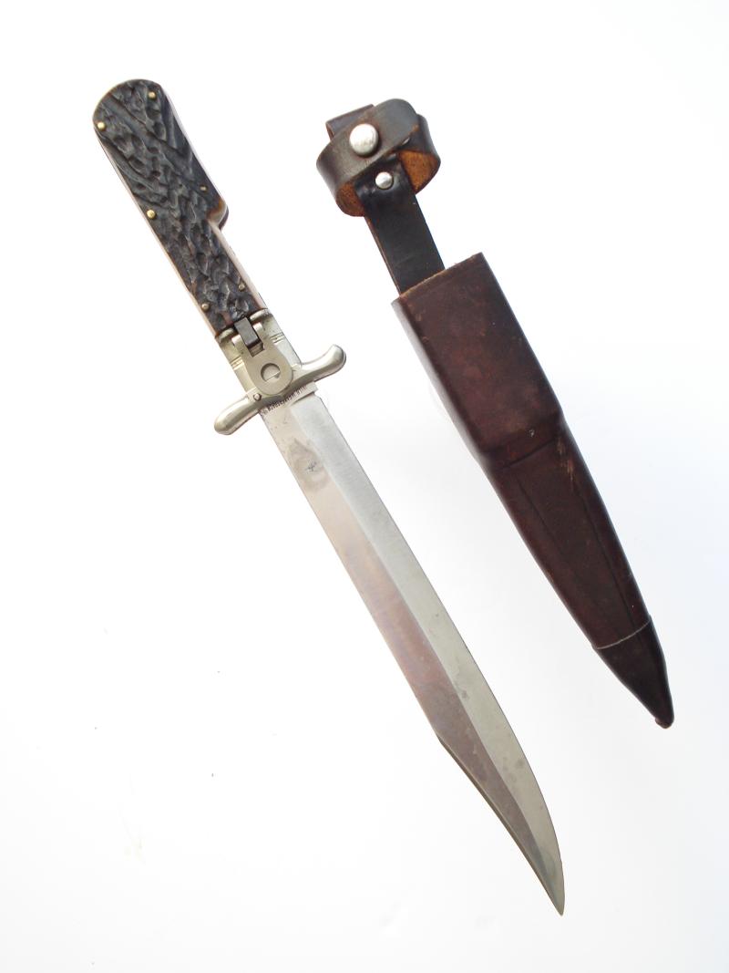 German Folding Bowie Knife & Sheath