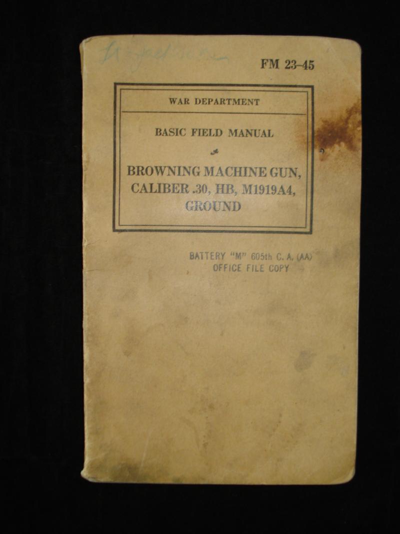 WW2 U.S .30 Browning M.G Training Manual, 1940 Dated