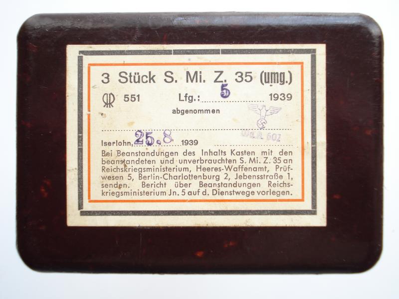 WW2 German S-Mine Fuze Container, 1939 Dated