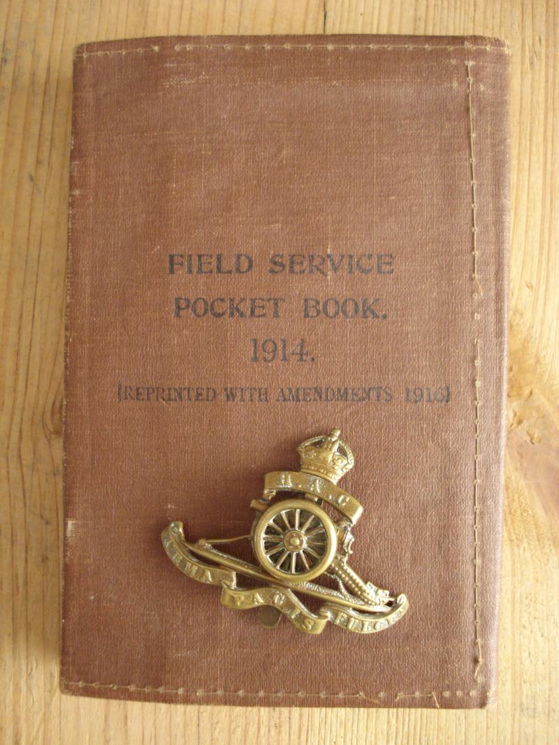 WW1 British Field Service Pocket Book & H.A.C Cap Badge