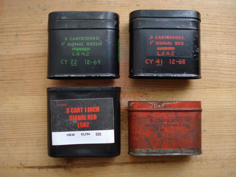 British Military 1-Inch Flare Cartridge Tins