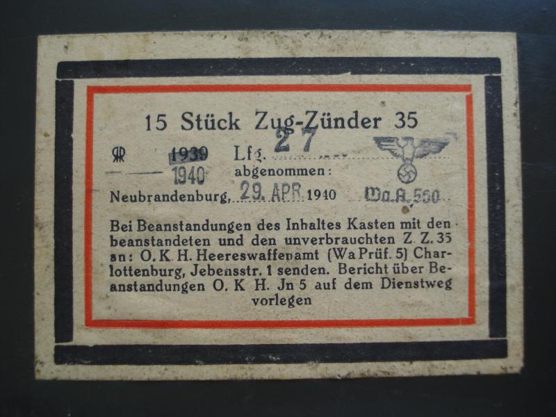 WW2 German ZZ-35 Detonator Tin